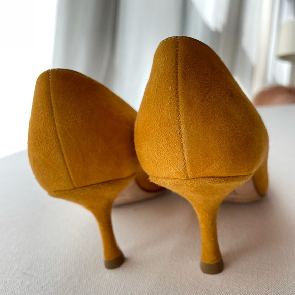 Jimmy Choo Mustard Yellow Suede Heels - Picture 3 of 7